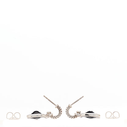 David Yurman Sterling Silver Diamond Black Onyx Labyrinth Drop Earrings 3 of 4