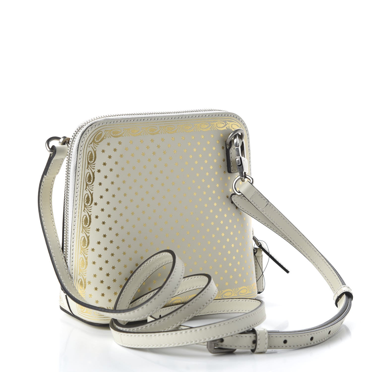 Gucci X SEGA Calfskin GUCCY Stars Mini Dome Shoulder Bag Mystic White Gold 3 of 10