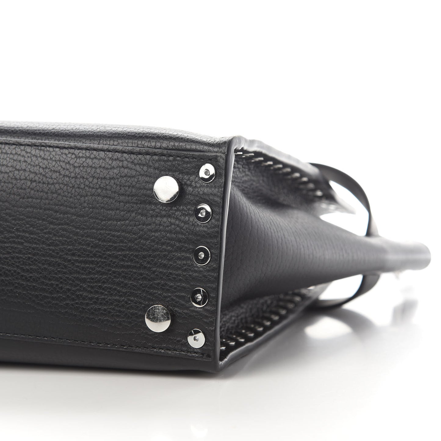 Grained Calfskin Attica Studded Chain Satchel Black
