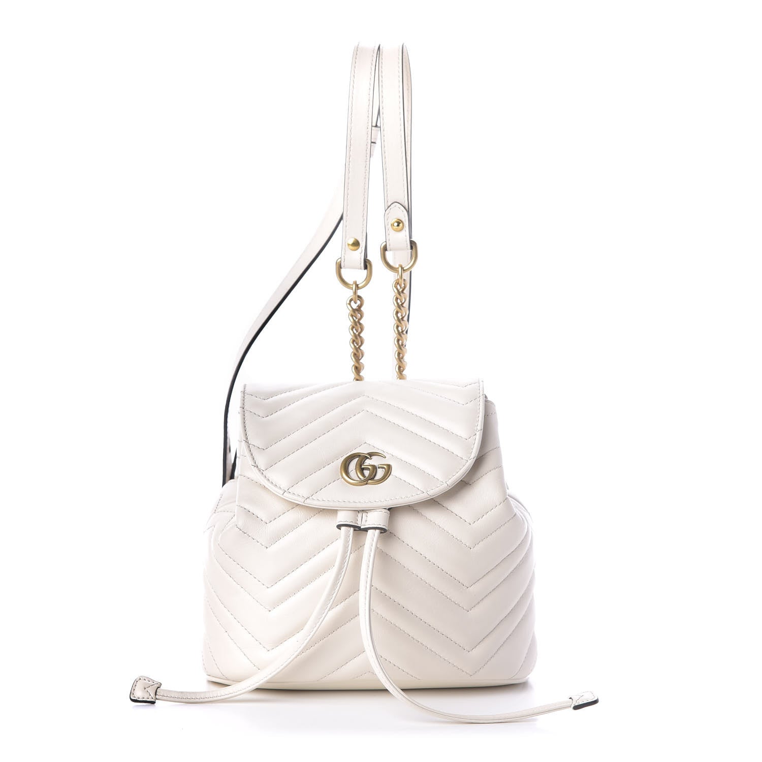 Gucci Calfskin Matelasse GG Marmont Flap Backpack White 1 of 11