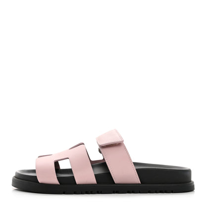 Hermes Calfskin Womens Chypre Sandals 36 Rose Porcelaine 1 of 14