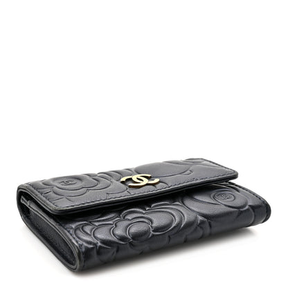Chanel Lambskin Camellia Embossed Flap Card Holder Navy 4 of 12