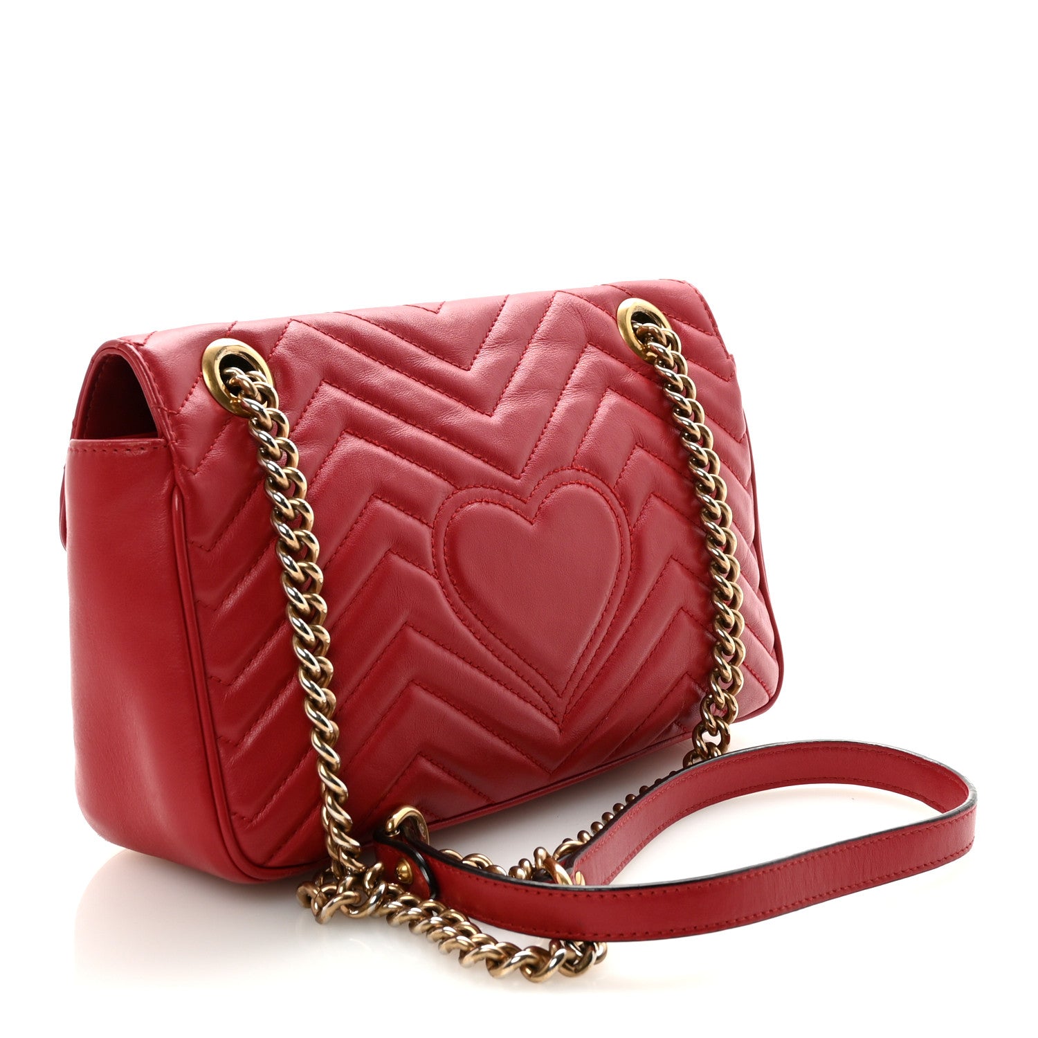 Gucci Calfskin Matelasse Small GG Marmont Shoulder Bag Hibiscus Red 3 of 10