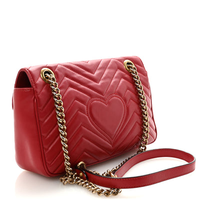 Gucci Calfskin Matelasse Small GG Marmont Shoulder Bag Hibiscus Red 3 of 10