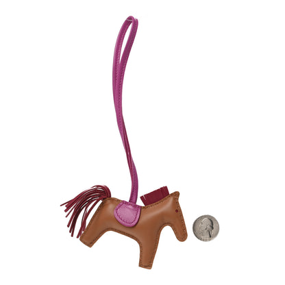 Hermes Milo Lambskin Grigri Rodeo Horse Bag Charm PM Gold Rubis Rose Pourpre 2 of 5