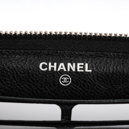 Chanel Grained Calfskin Quilted Boy Chain Large Gusset Zip Around Wallet Black 6 of 8