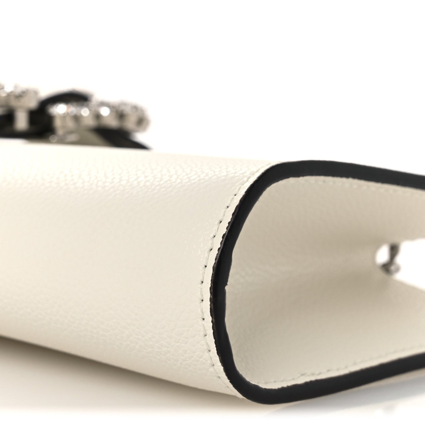 Calfskin Crystal Cheri Clutch White