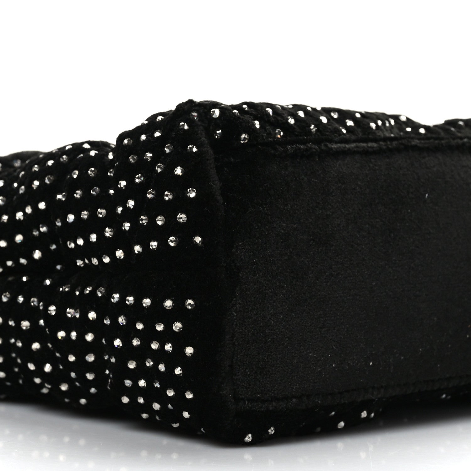 Saint Laurent Velvet Lambskin Quilted Rhinestone Sade Puffer Envelope Clutch Black 8 of 9
