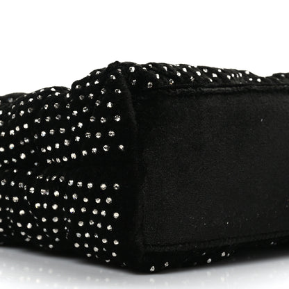 Saint Laurent Velvet Lambskin Quilted Rhinestone Sade Puffer Envelope Clutch Black 8 of 9