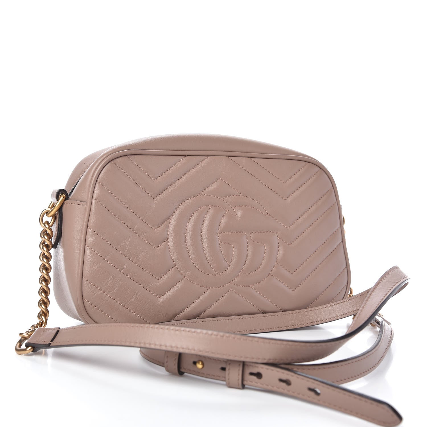 Gucci Calfskin Matelasse Small GG Marmont Chain Shoulder Bag Porcelain Rose 3 of 11