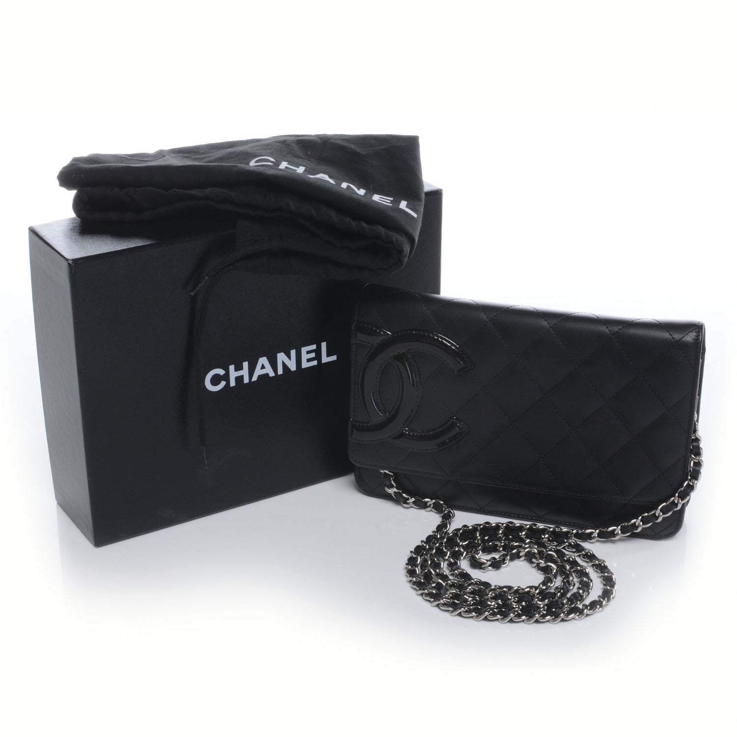 Chanel Calfskin Quilted Cambon Wallet On Chain WOC Black 5 of 9