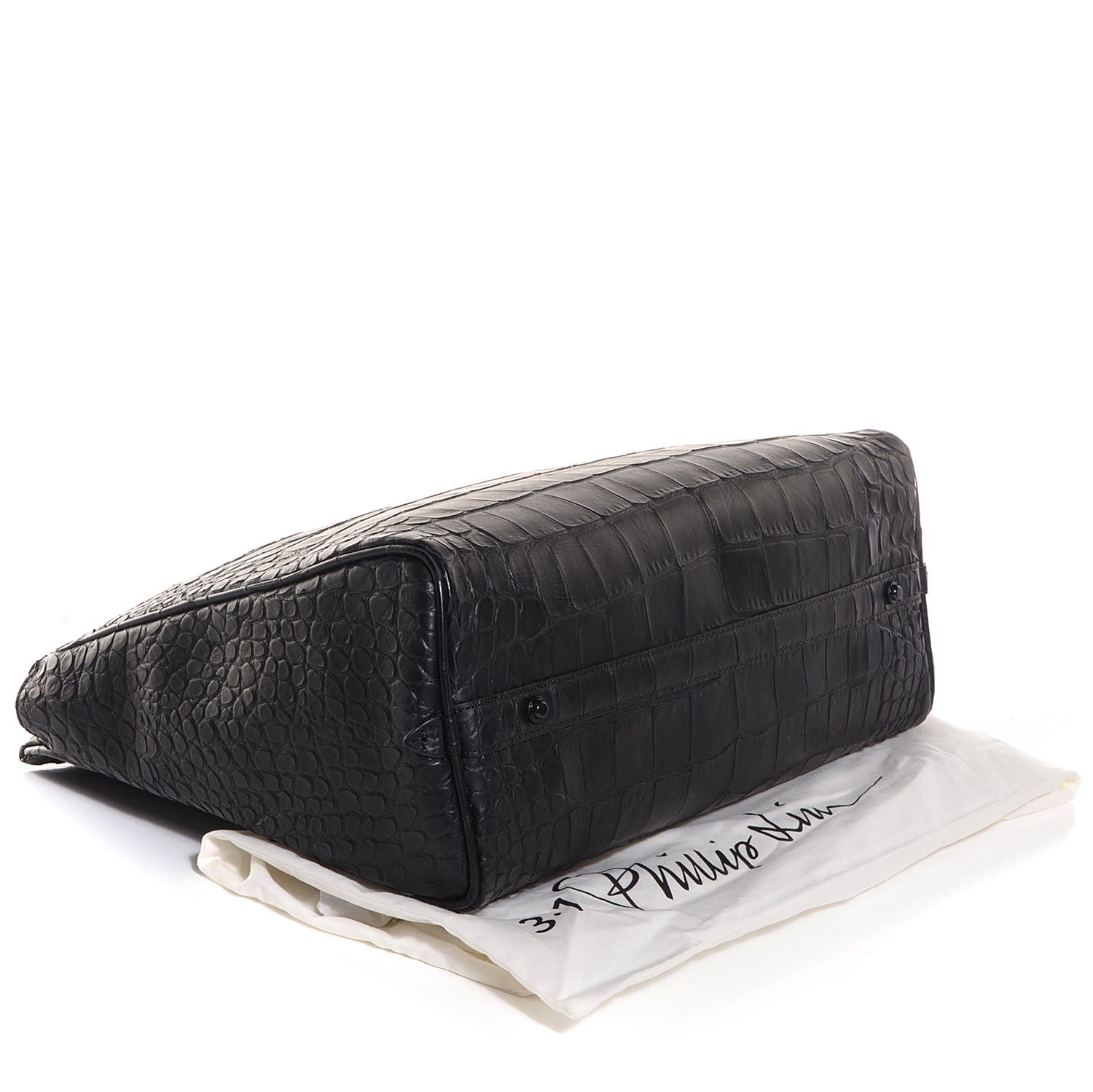 3.1 Phillip Lim 3.1 Crocodile Embossed Large Ryder Satchel Black 4 of 10