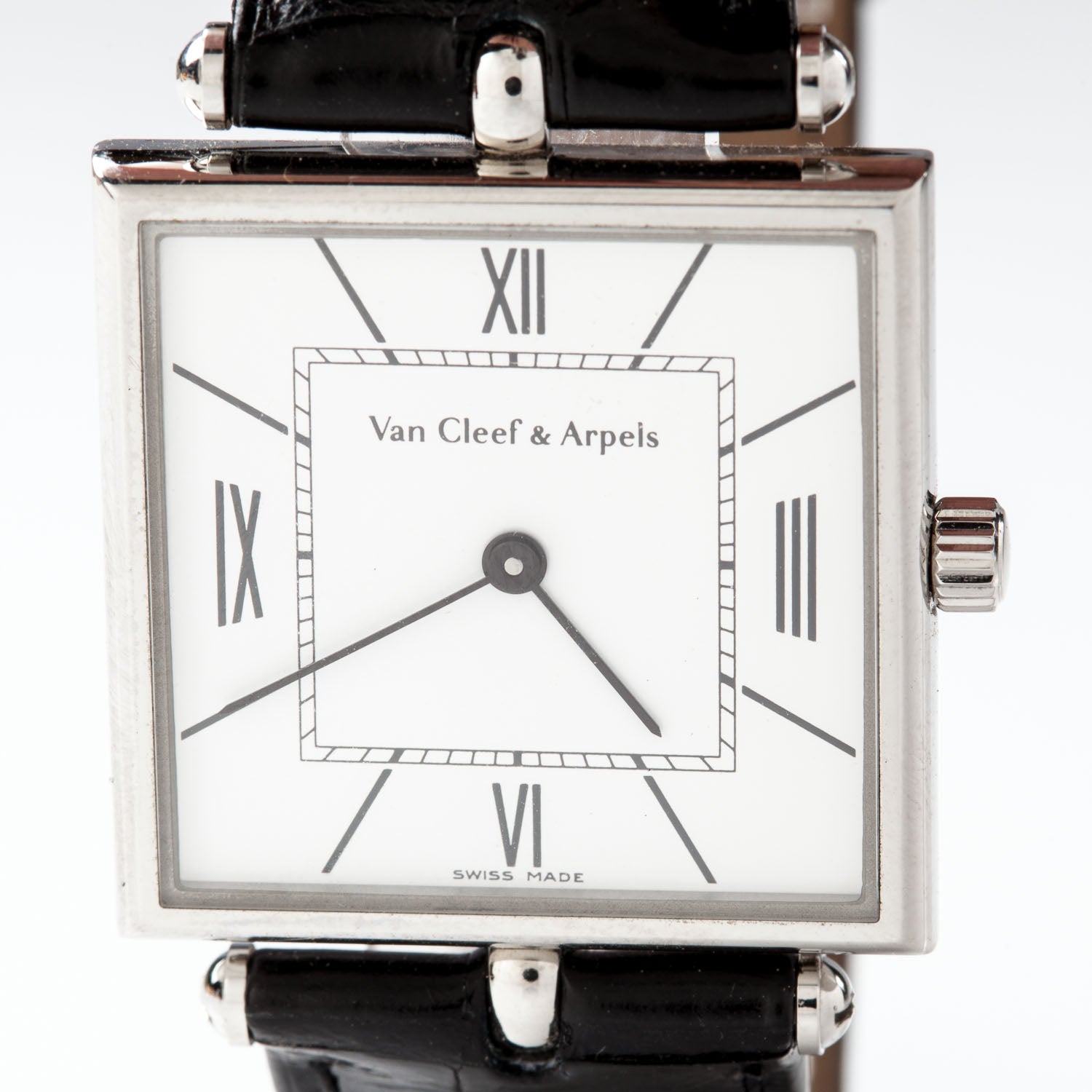 Van Cleef & Arpels Stainless Steel Alligator 27mm Classic Square Quartz Watch 8 of 12