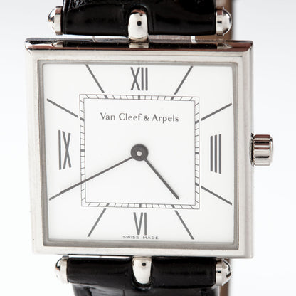 Van Cleef & Arpels Stainless Steel Alligator 27mm Classic Square Quartz Watch 8 of 12