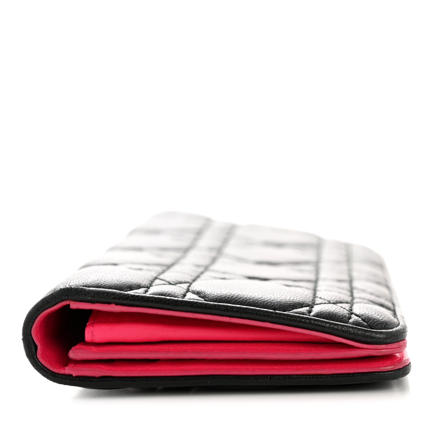 Christian Dior Lambskin Cannage Bi-Color Lady Dior Flap Card Holder Black Pink 11 of 12