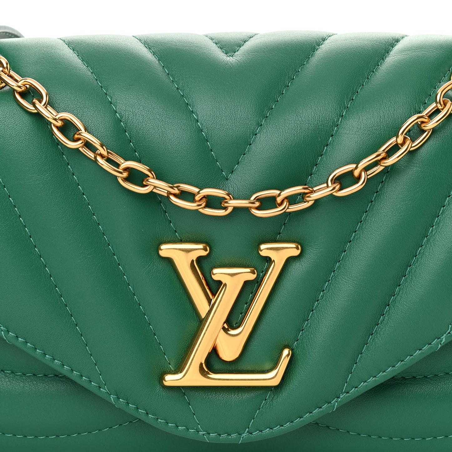 Calfskin New Wave Chain Bag MM NM Emerald