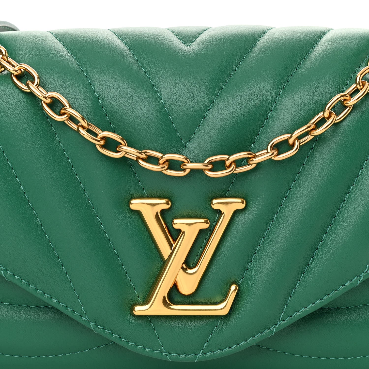 Louis Vuitton Calfskin New Wave Chain Bag MM NM Emerald 7 of 9
