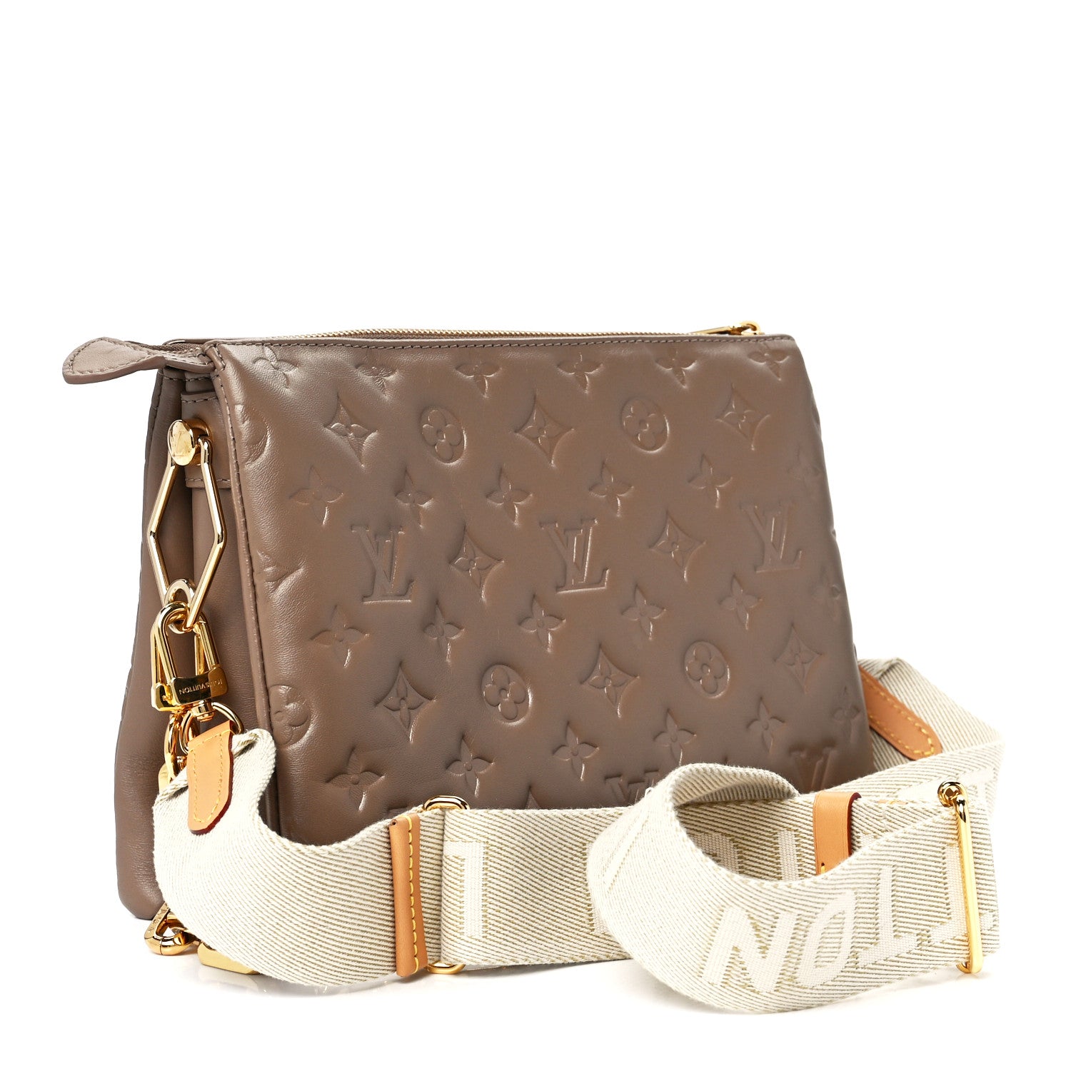 Louis Vuitton Lambskin Embossed Monogram Coussin PM Taupe 3 of 10
