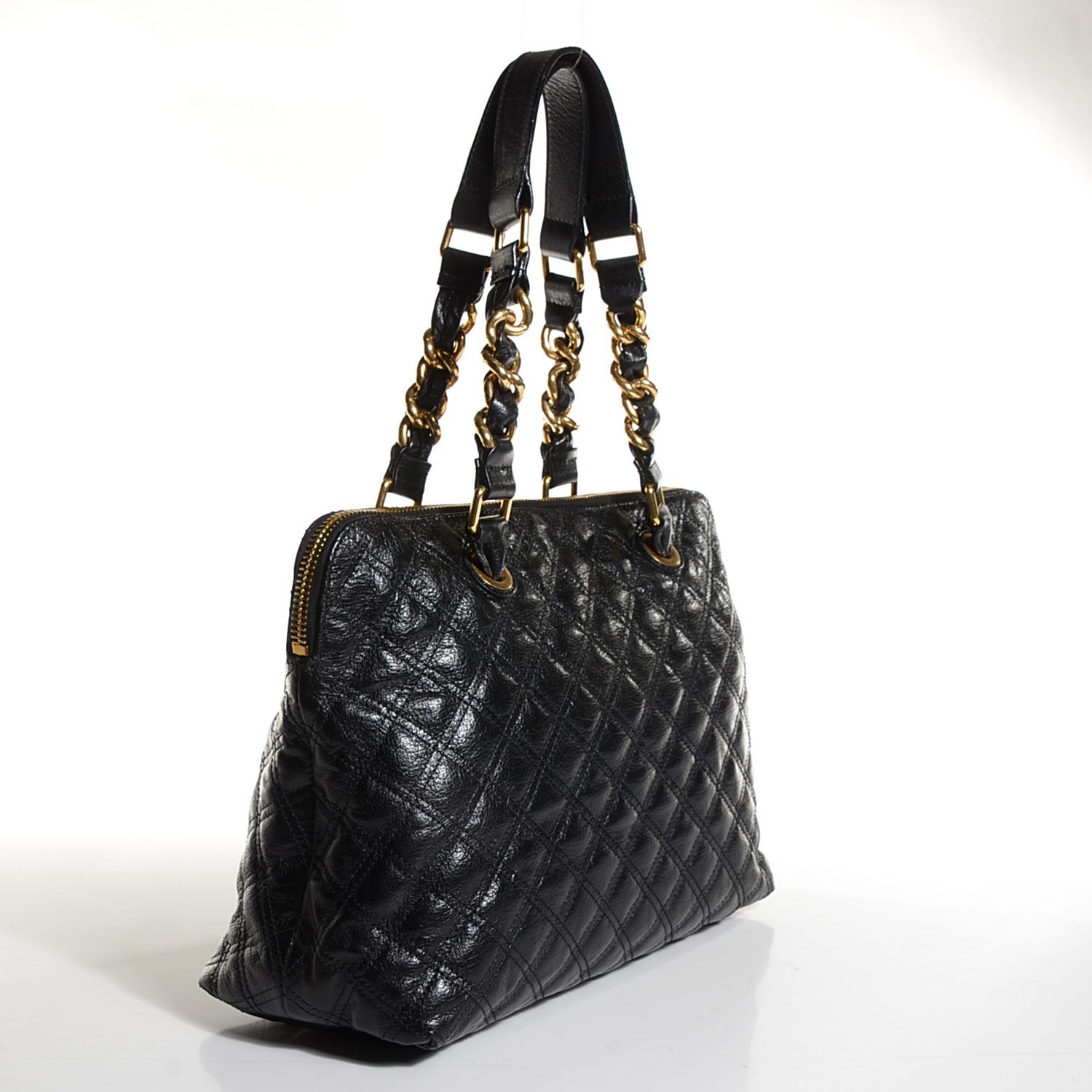 Marc Jacobs Lacquered Goatskin Quilted Karlie Satchel Black 3 of 10