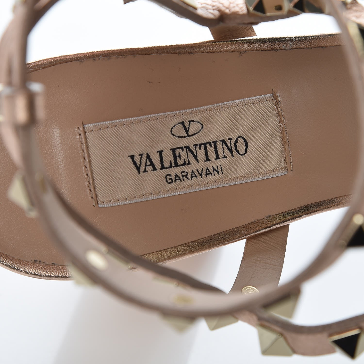 Valentino Garavani Metallic Pebbled Calfskin Rockstud 90mm City Sandals 39 Rame 5 of 14