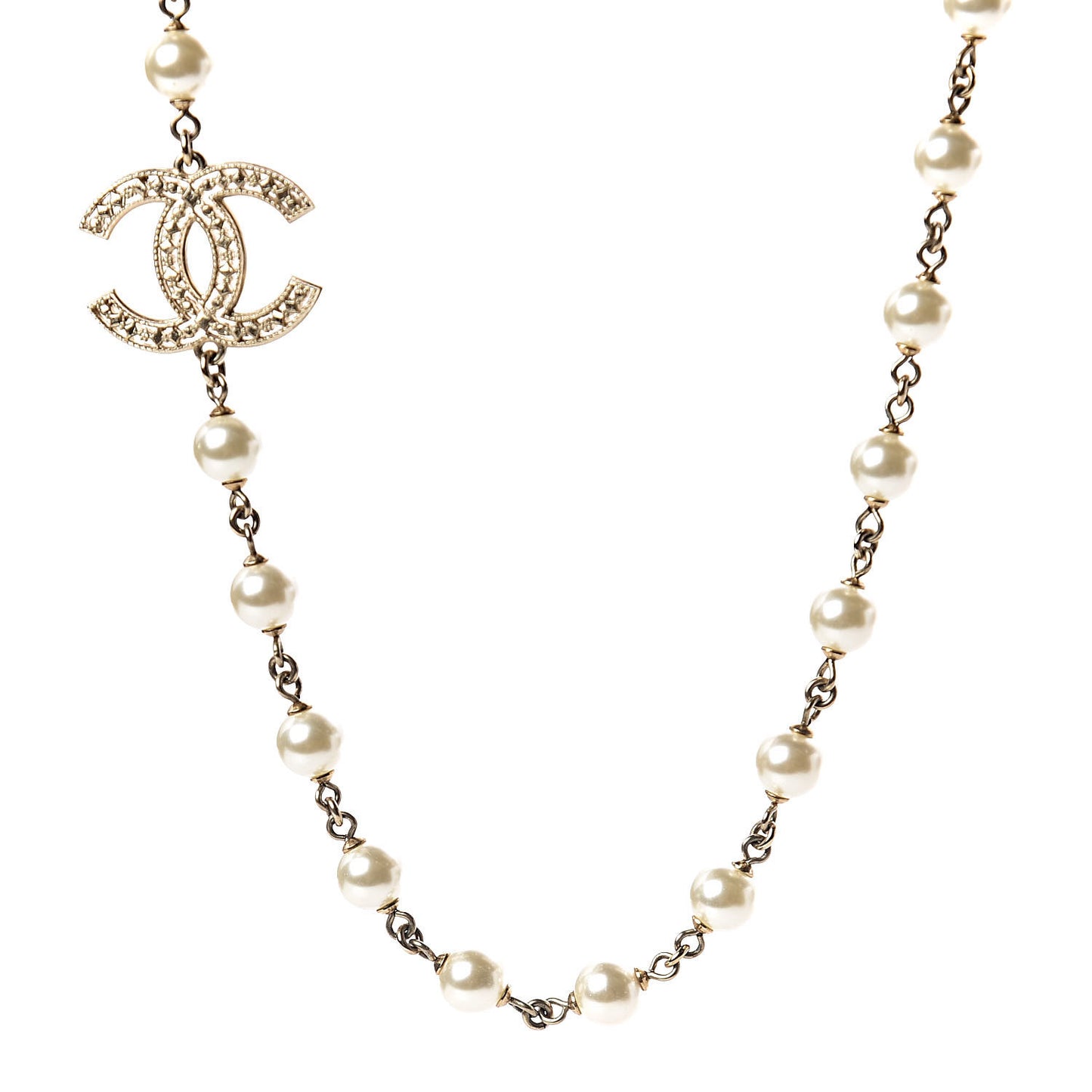 Pearl CC Short Necklace Gold