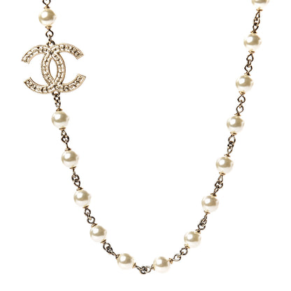 Chanel Pearl CC Short Necklace Gold 1 of 6