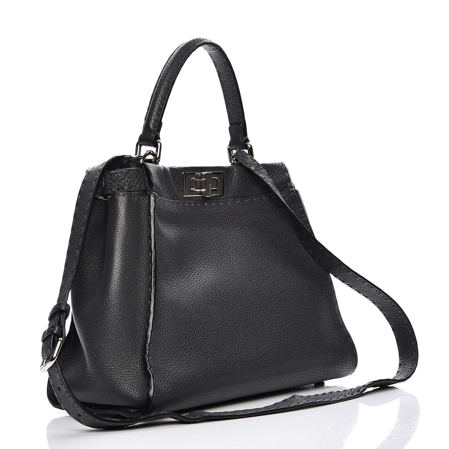 Cuoio Romano Selleria Bi-Color Large Peekaboo Iconic Satchel Asfalto Latte