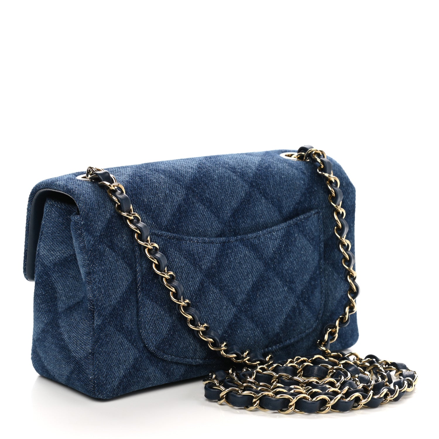Chanel Printed Denim Quilted Mini Rectangular Flap Dark Blue 3 of 11