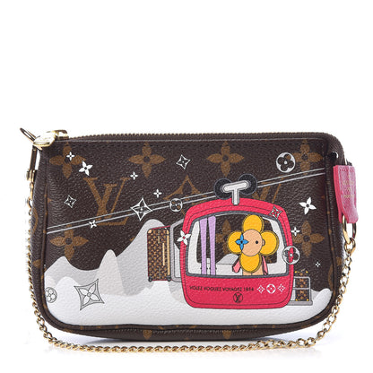 Louis Vuitton Monogram 2019 Christmas Animation Mini Courchevel Pochette Accessories Fuchsia 1 of 7