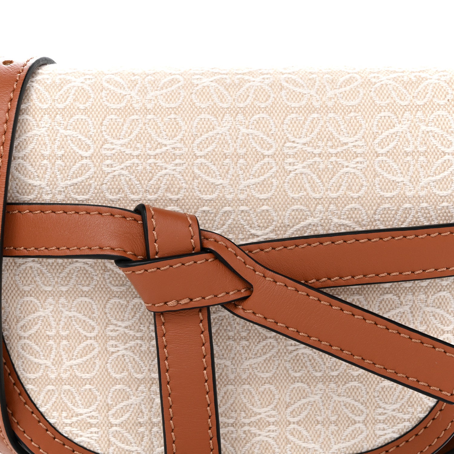 Loewe Calfskin Canvas Anagram Mini Gate Dual Bag Ecru Tan 8 of 10