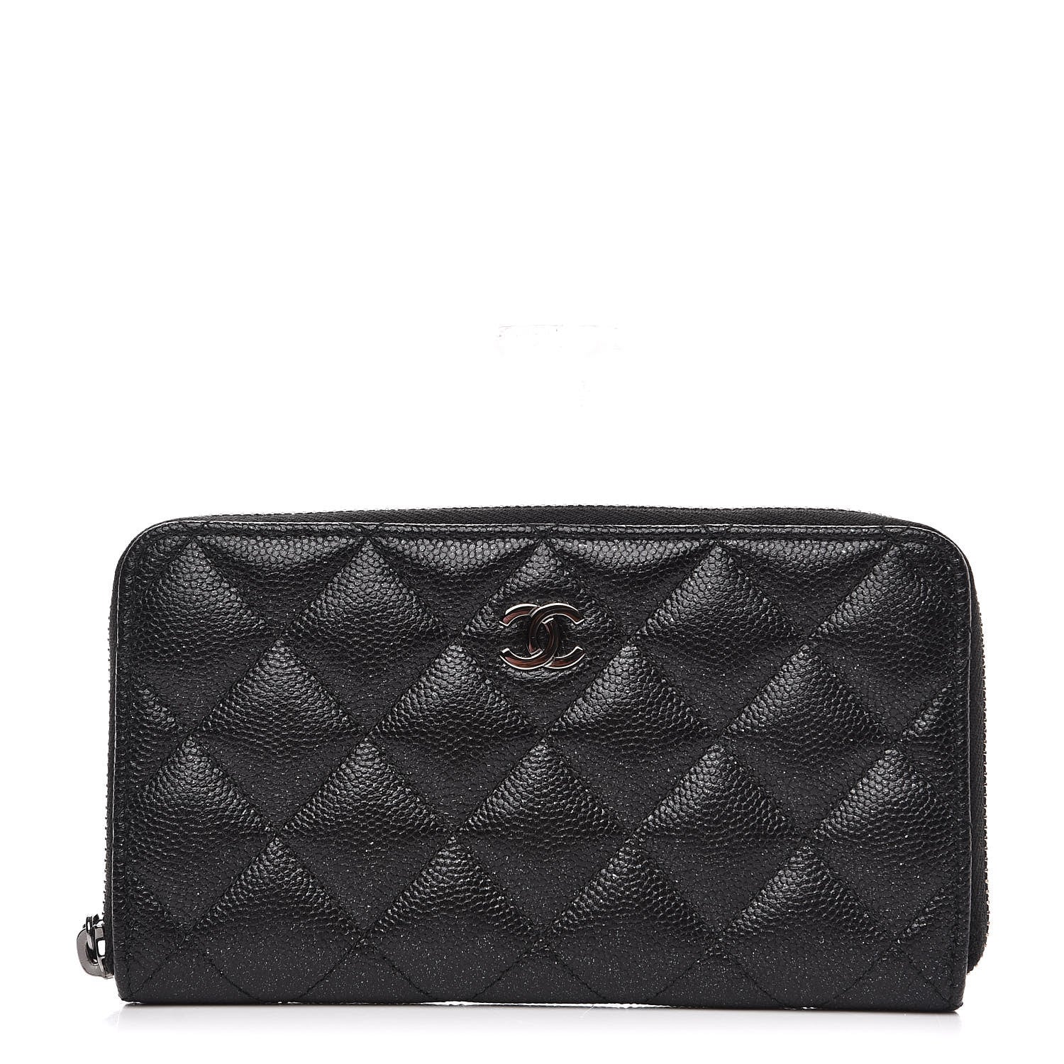Chanel Iridescent Caviar Quilted Medium Zip Around Wallet Black 1 of 9