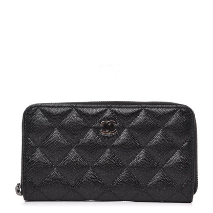 Chanel Iridescent Caviar Quilted Medium Zip Around Wallet Black 1 of 9