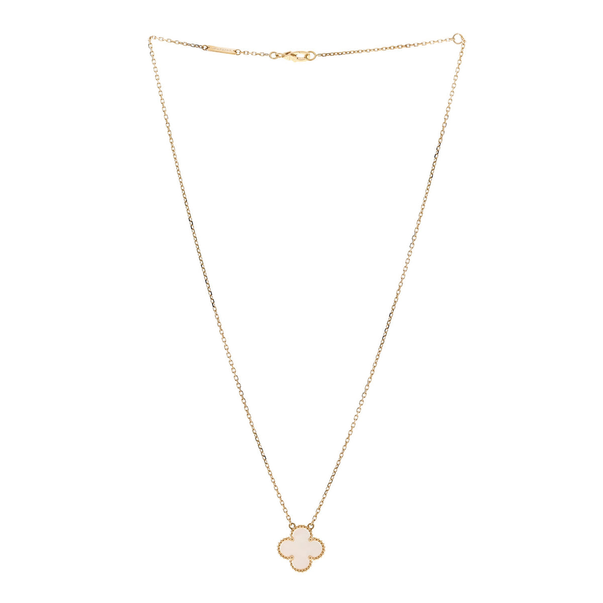 18K Yellow Gold Mother of Pearl Vintage Alhambra Pendant Necklace