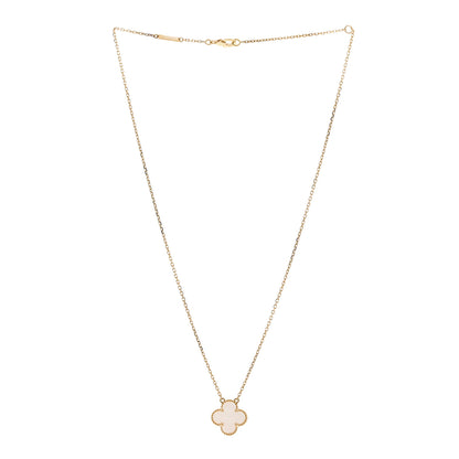 Van Cleef & Arpels 18K Yellow Gold Mother of Pearl Vintage Alhambra Pendant Necklace 3 of 6