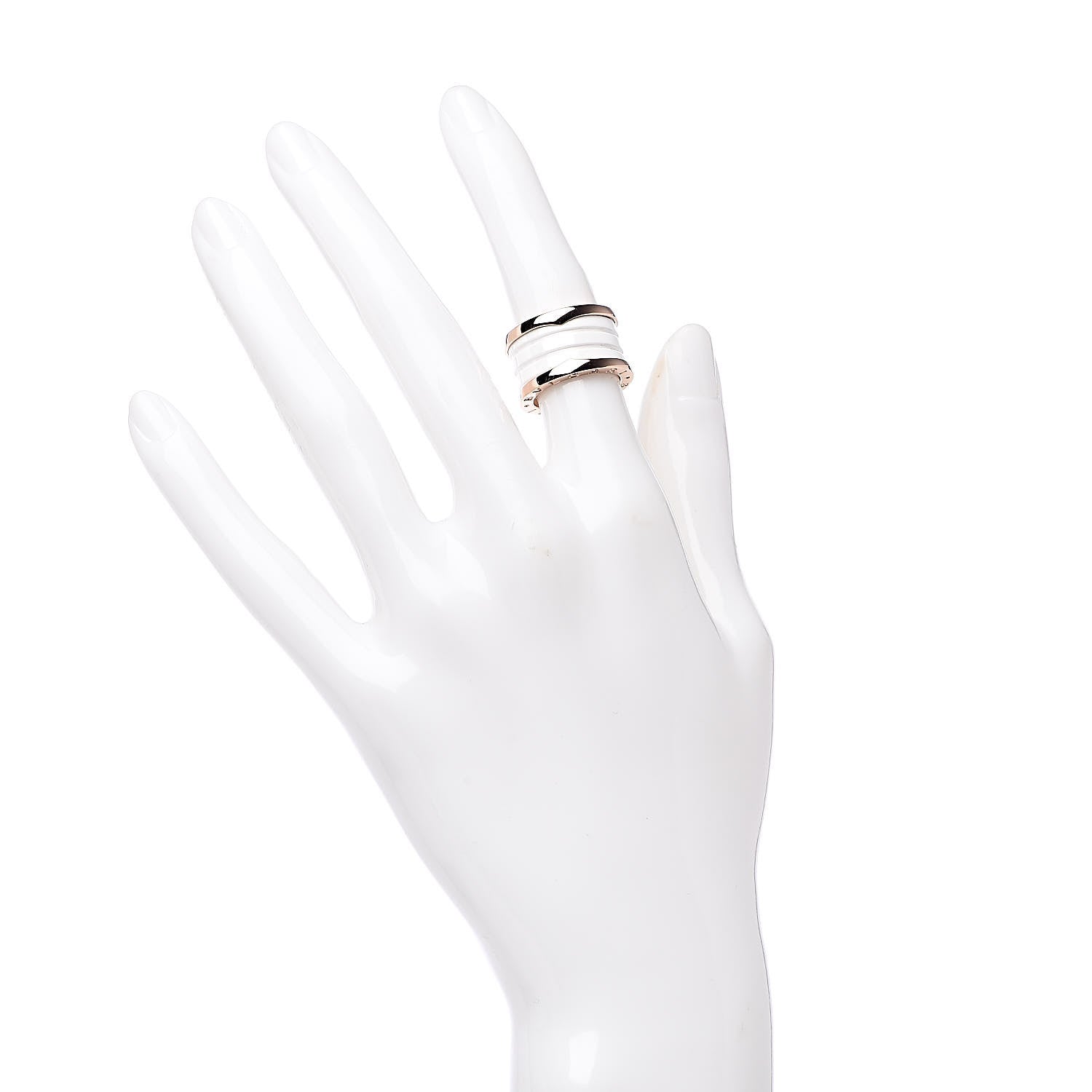 Bulgari 18K Rose Gold White Ceramic B.Zero1 Four-Band Ring 48 4.5 2 of 6