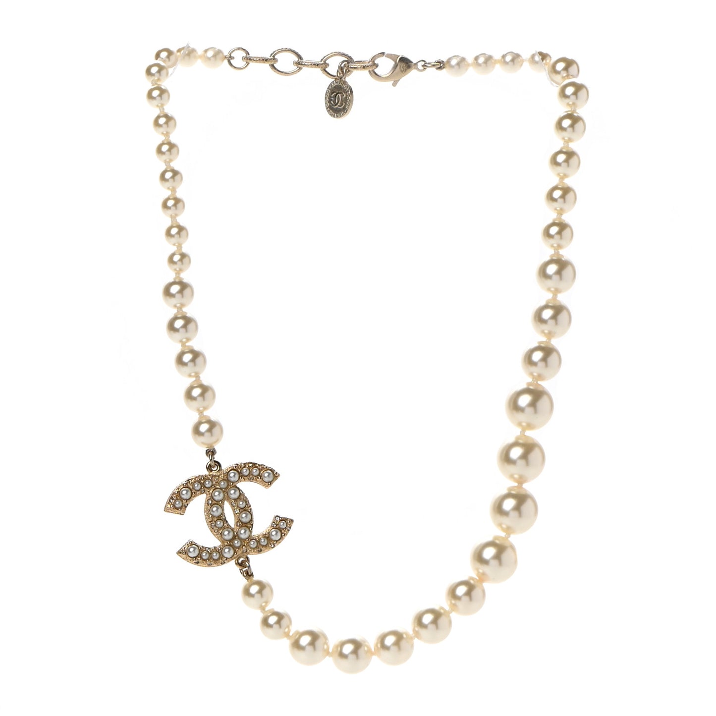 Pearl CC 100th Anniversary Necklace Light Gold