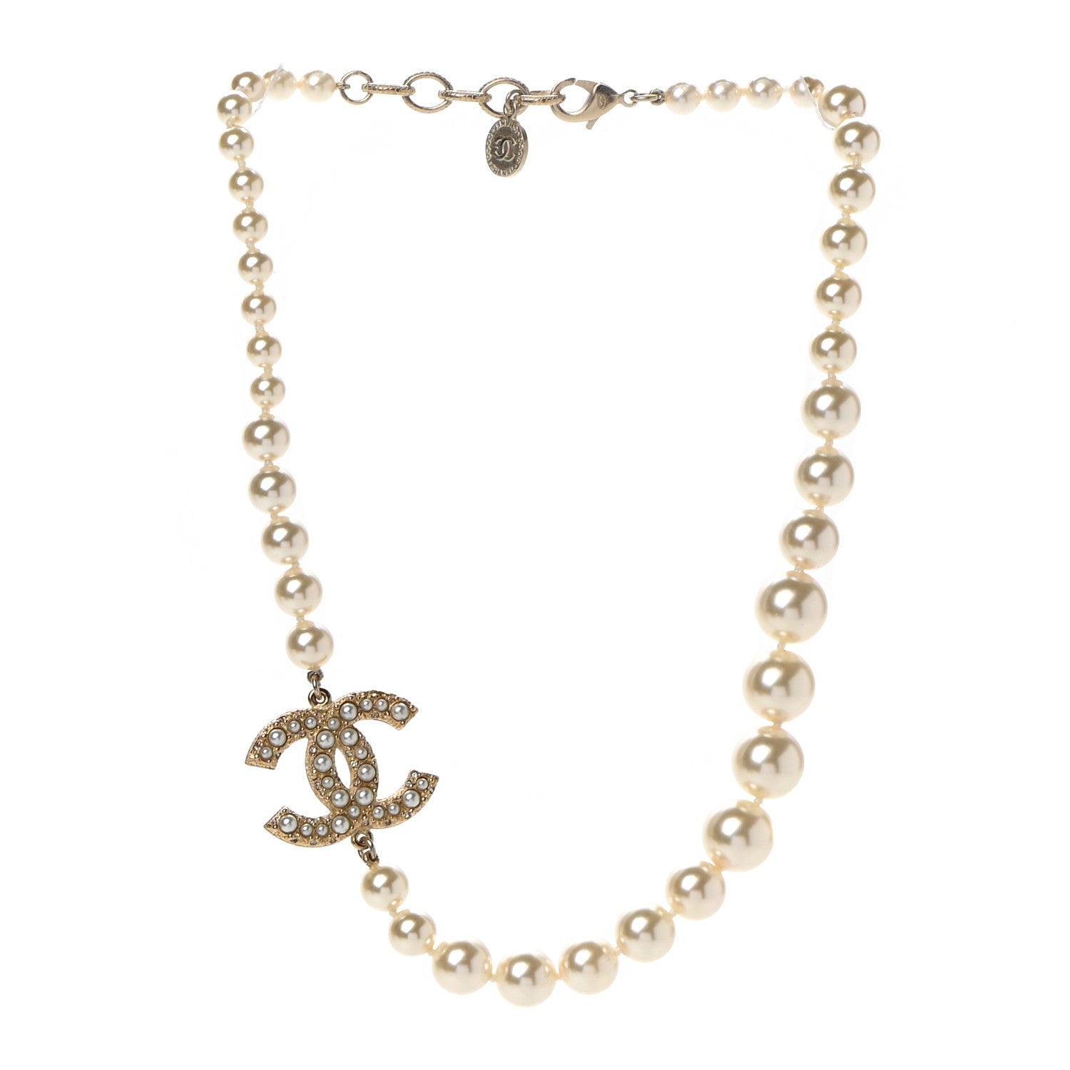 Chanel Pearl CC 100th Anniversary Necklace Light Gold 3 of 8