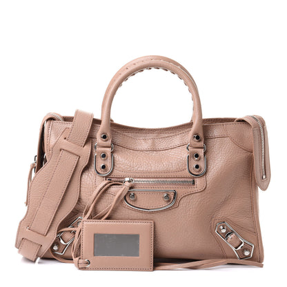 Balenciaga Shiny Goatskin Silver Metallic Edge Hardware S City Rose Des Sables 1 of 9