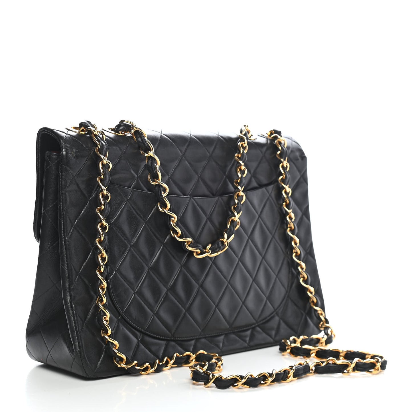 Lambskin Quilted XL Jumbo Single Flap Black