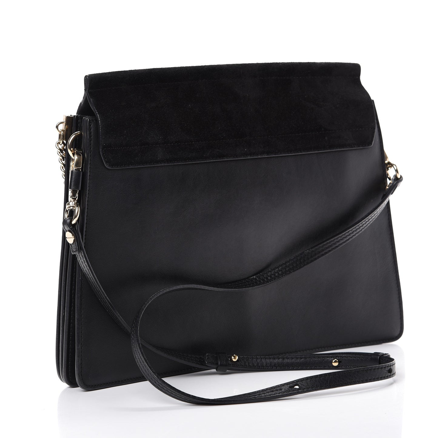 Suede Calfskin Medium Faye Shoulder Bag Black