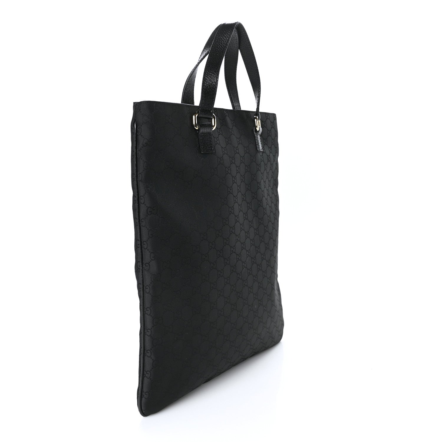 Gucci Calfskin Canvas Monogram Flat Vertical Tote Black 3 of 10