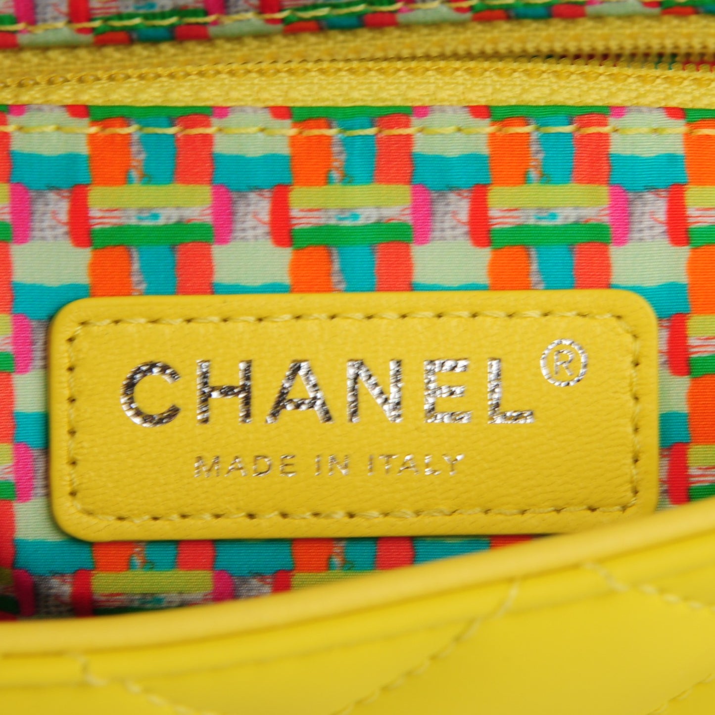 Rubber Quilted Lambskin Mini Coco Rain Flap Yellow