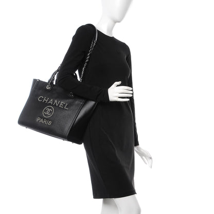 Chanel Caviar Small Studded Deauville Tote Black 2 of 8