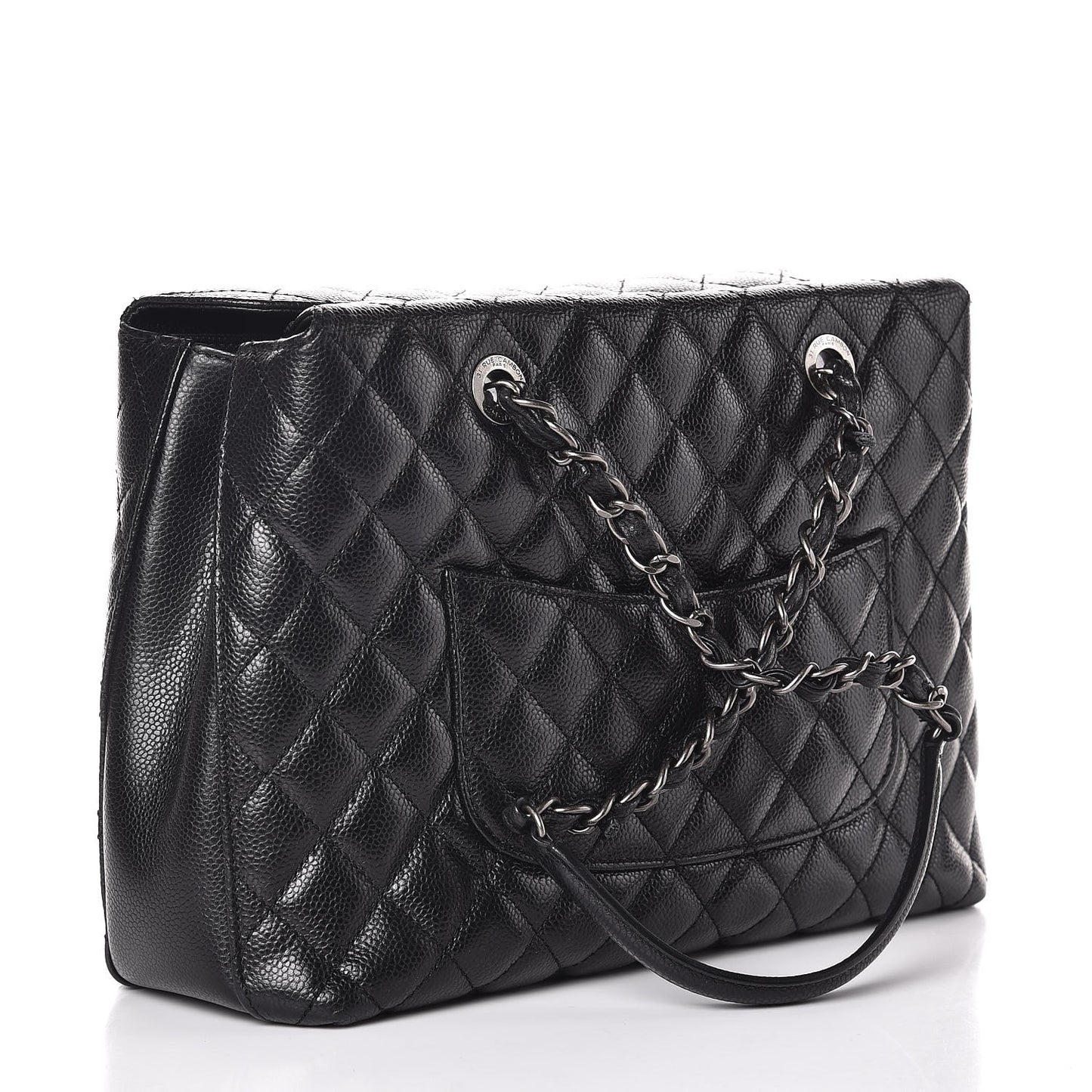 Caviar Quilted Small City Shopping Tote Black