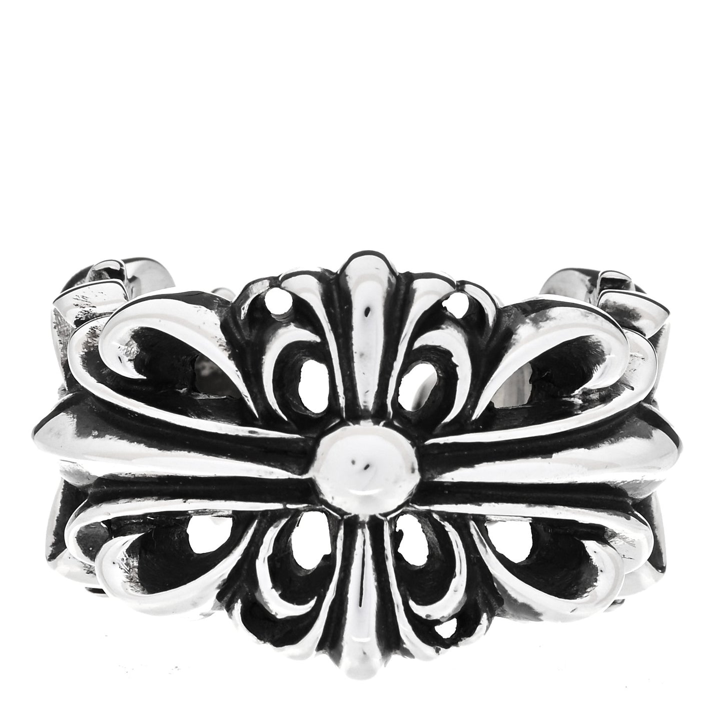 Sterling Silver Double Floral Cross Ring 56 7.75