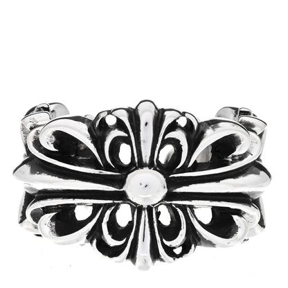 Chrome Hearts Sterling Silver Double Floral Cross Ring 56 7.75 1 of 6