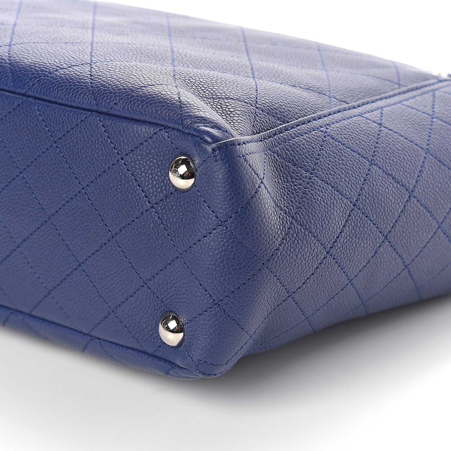 Chanel Grained Calfskin Stitched CC Pocket Tote Navy Blue 10 of 11