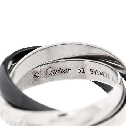 Cartier 18K White Gold Black Ceramic Trinity Ring 51 5.75 4 of 5