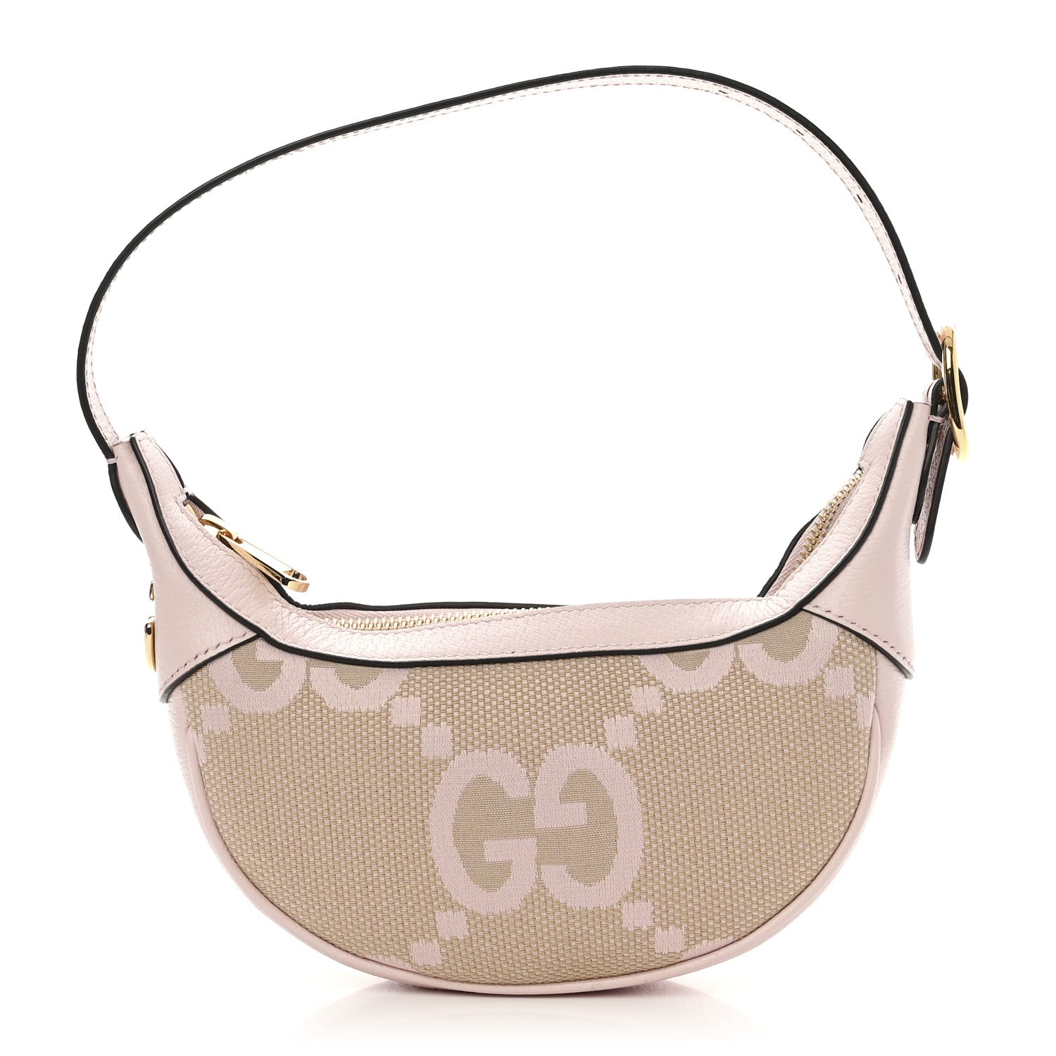 Gucci Monogram Jumbo GG Textured Dollar Calfskin Mini Ophidia Half Moon Hobo Beige Perfect Pink 1 of 10