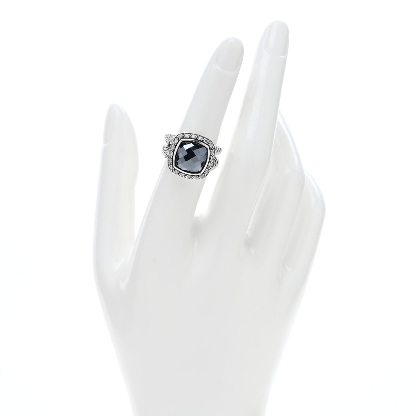 Sterling Silver Diamond Hematite 11mm Albion Ring 53 6.25